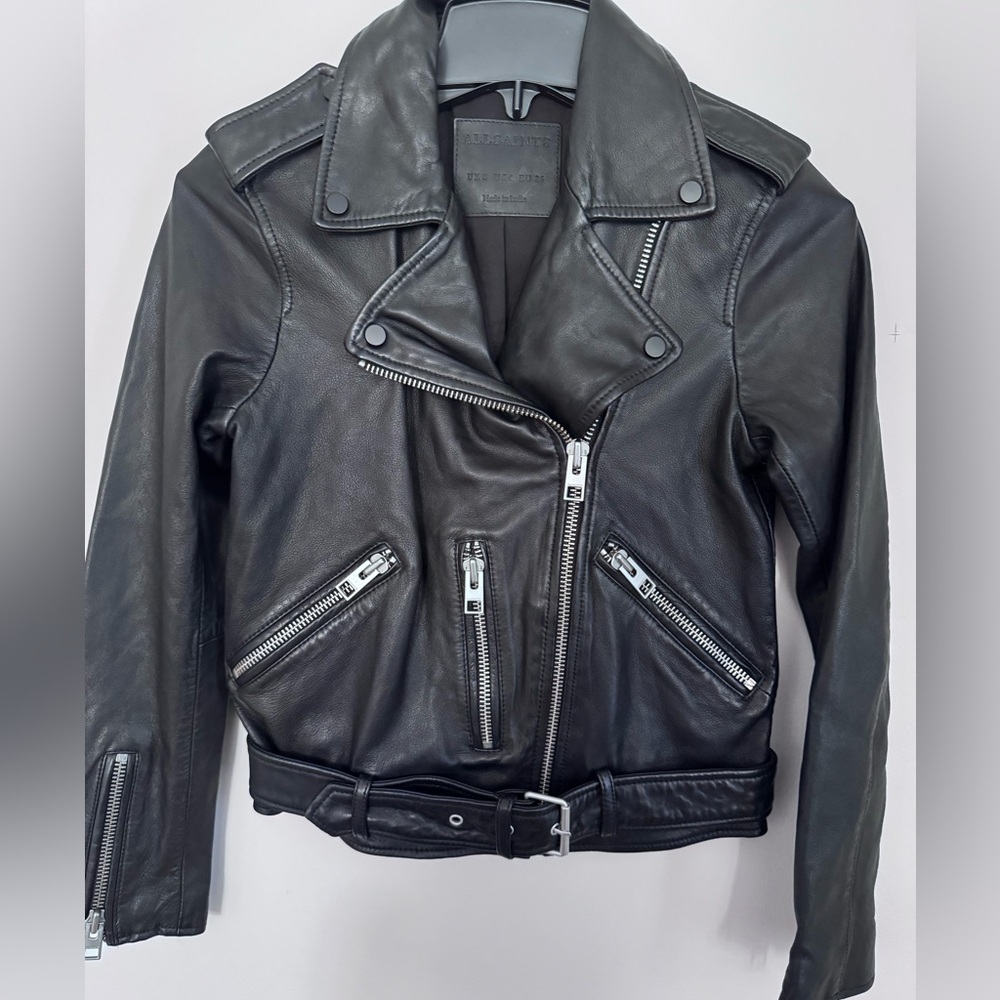 Allsaints BALFERN LEATHER BIKER JACKET size 4 - Picture 10 of 15